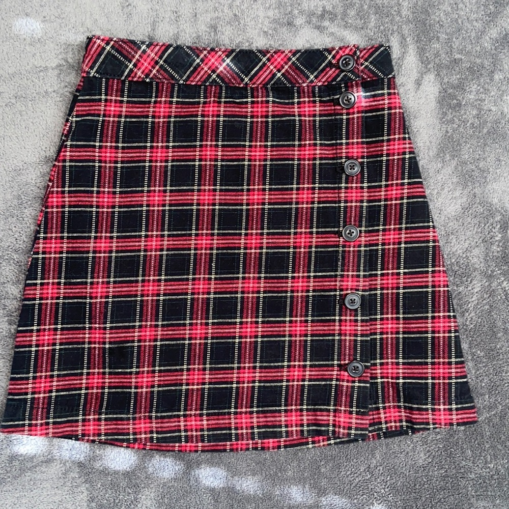 Red Mini Plaid School Skirt H&M